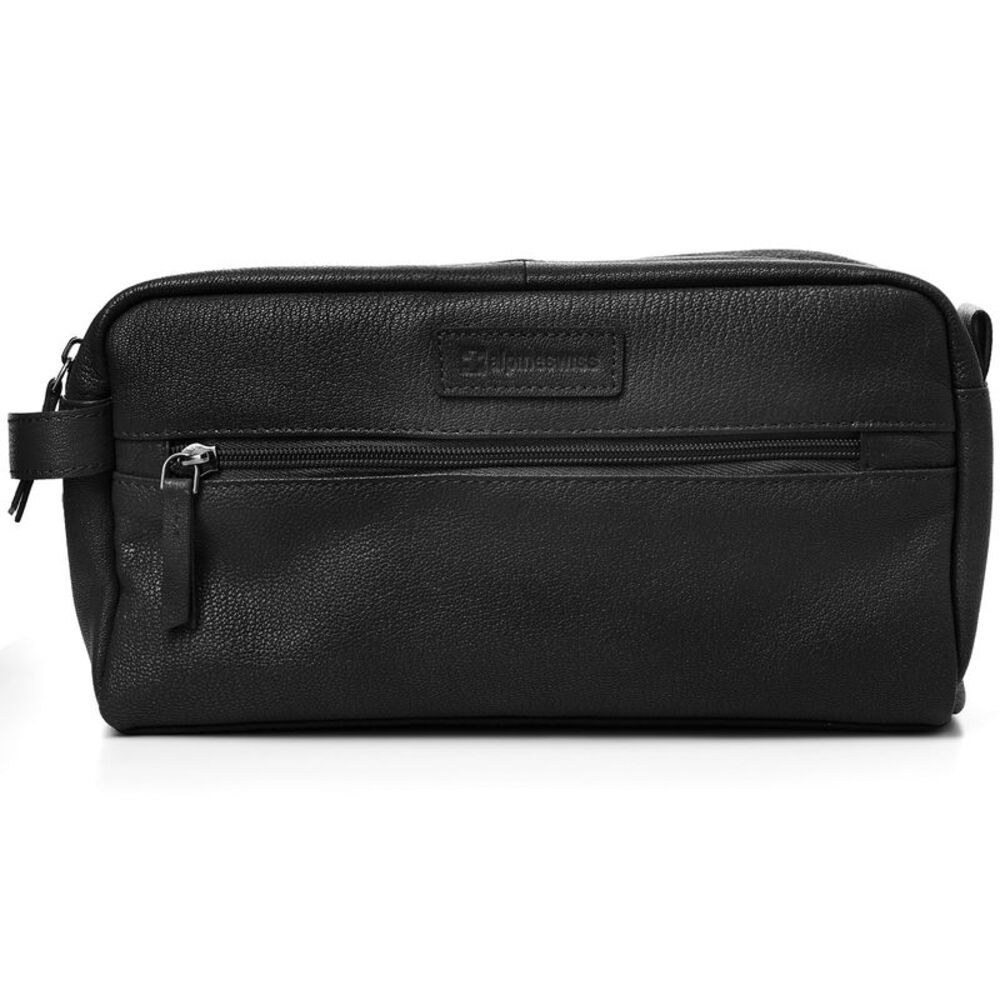 AlpineSwiss Sedona Toiletry Bag Genuine Leather Shaving Kit Dopp Kit Travel Case
